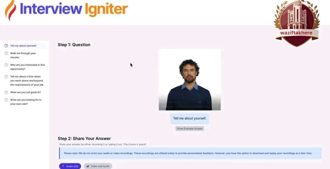 صورة موقع Interview Igniter مساعدك الشخصي بالذكاء الاصطناعي.